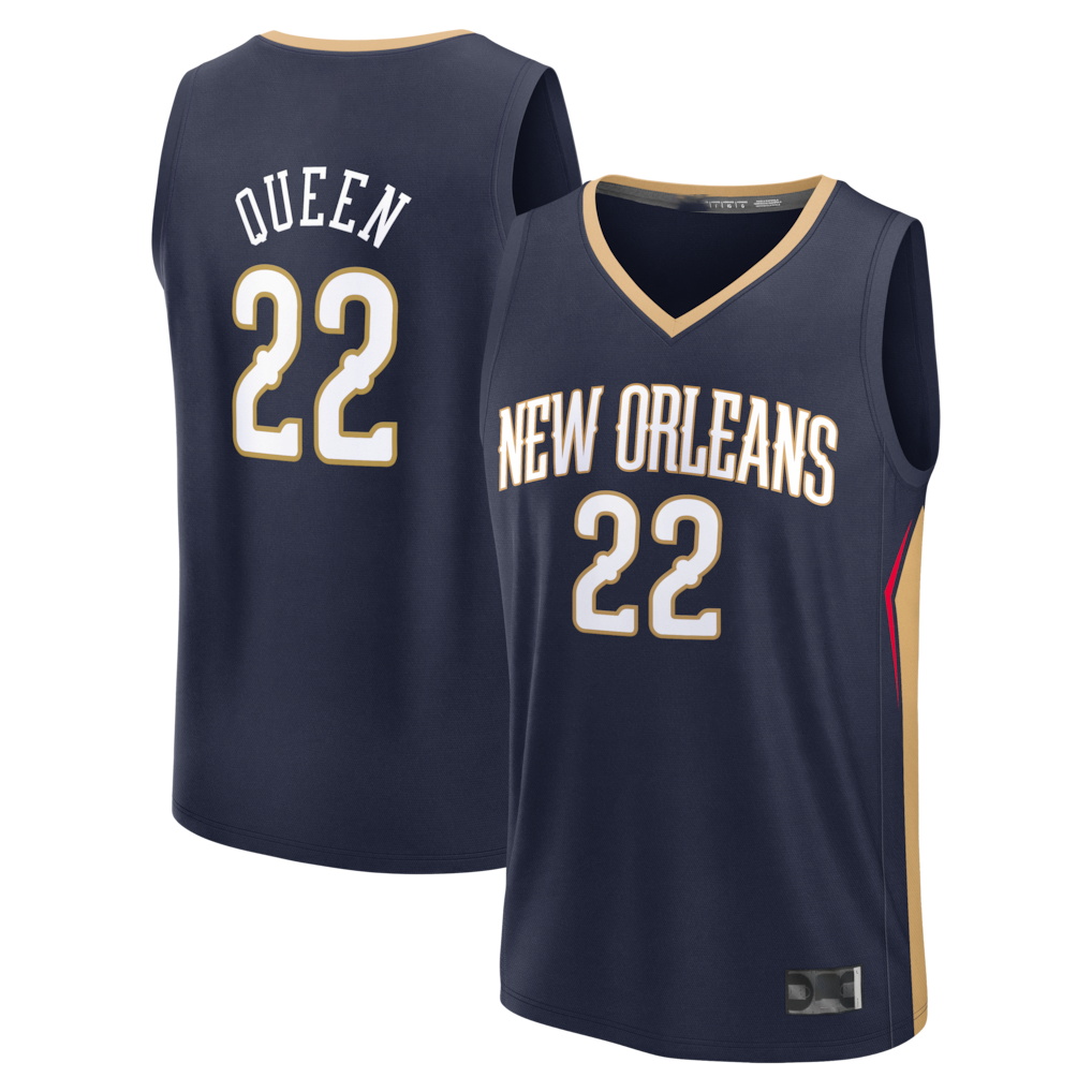 MATTH NO.Pelicans #22 Derik Queen Navy Fast Break Replica Stitched Jerseys- Icon Edition
