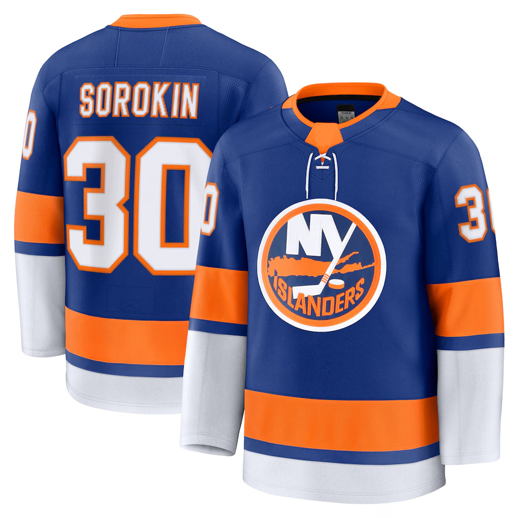 MATTH NY.Islanders #30 Ilya Sorokin Royal Home Premium Jerseys