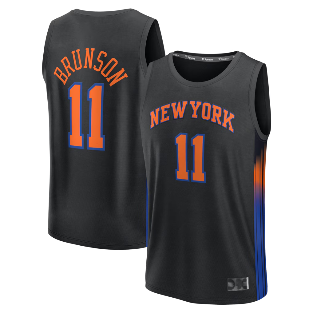 MATTH NY.Knicks #11 Jalen Brunson  Black Fast Break Jerseys - Statement Edition