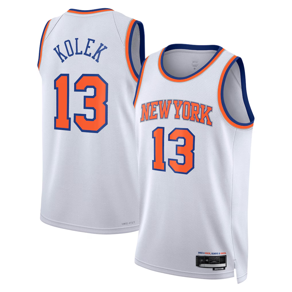 MATTH NY.Knicks #13 Tyler Kolek White Swingman Jerseys - Association Edition