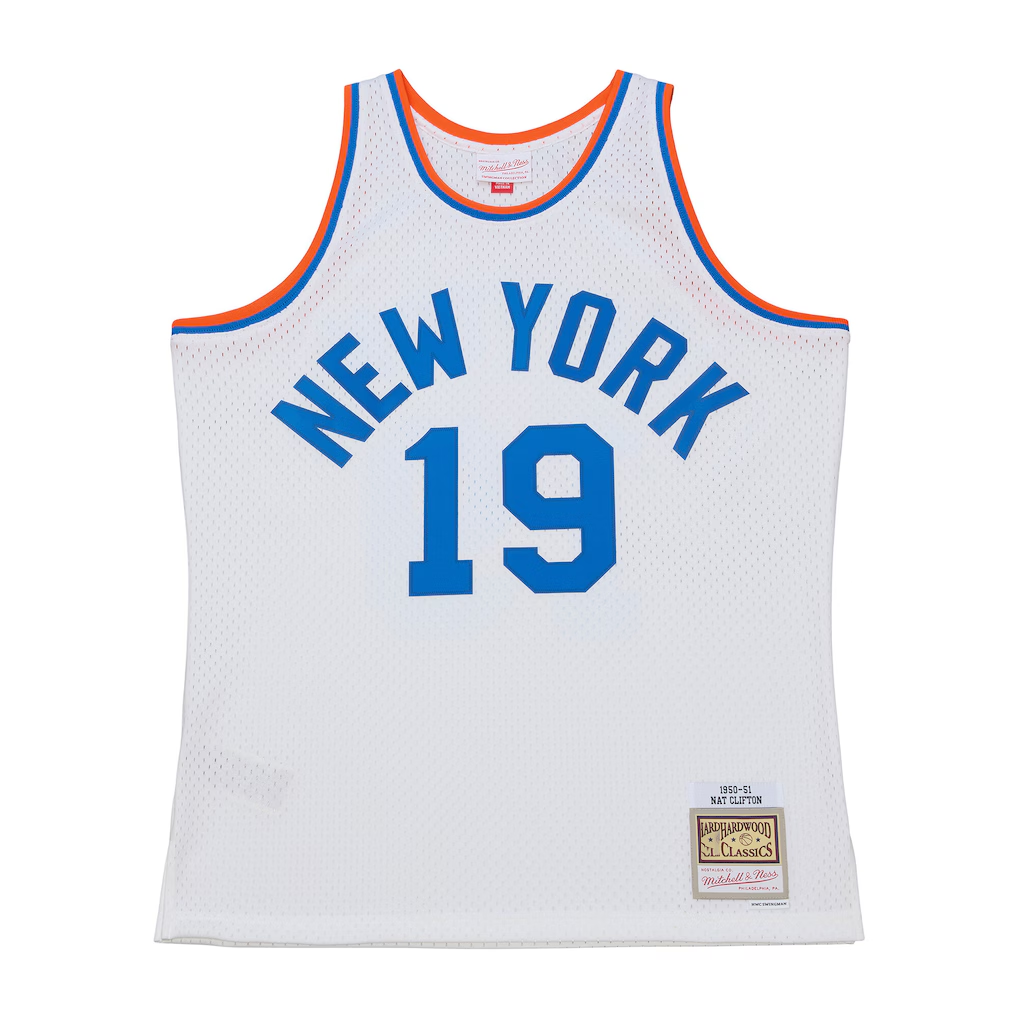 MATTH NY.Knicks #19 Nathaniel Clifton Mitchell & Ness White 1950-51 Pioneers Swingman Jerseys