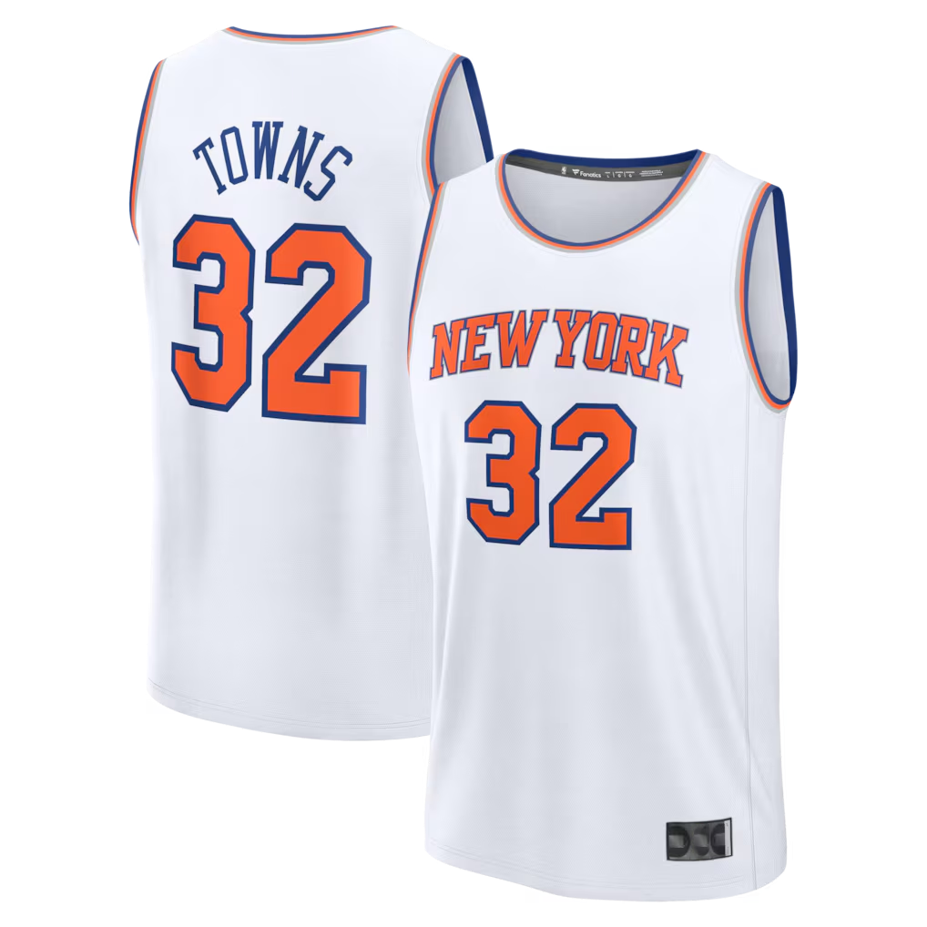 MATTH NY.Knicks #32 Karl-Anthony Towns  White Fast Break Replica Player Jerseys - Association Edition