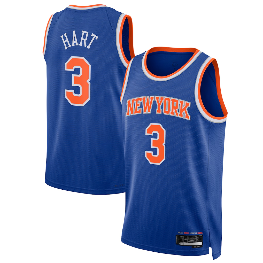 MATTH NY.Knicks #3 Josh Hart Blue Swingman Player Jerseys - Icon Edition