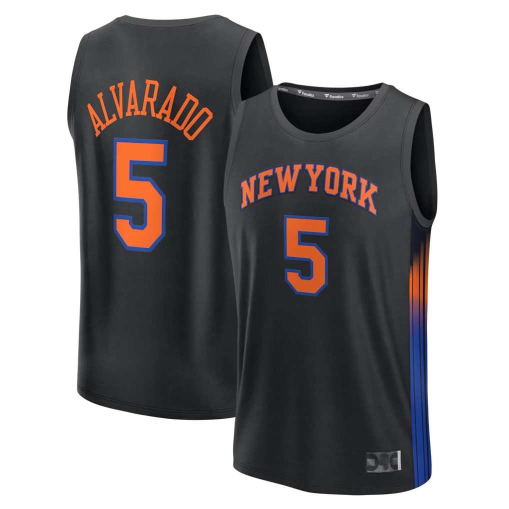 MATTH NY.Knicks #5 Jose Alvarado  Black Fast Break Replica Jerseys - Statement Edition