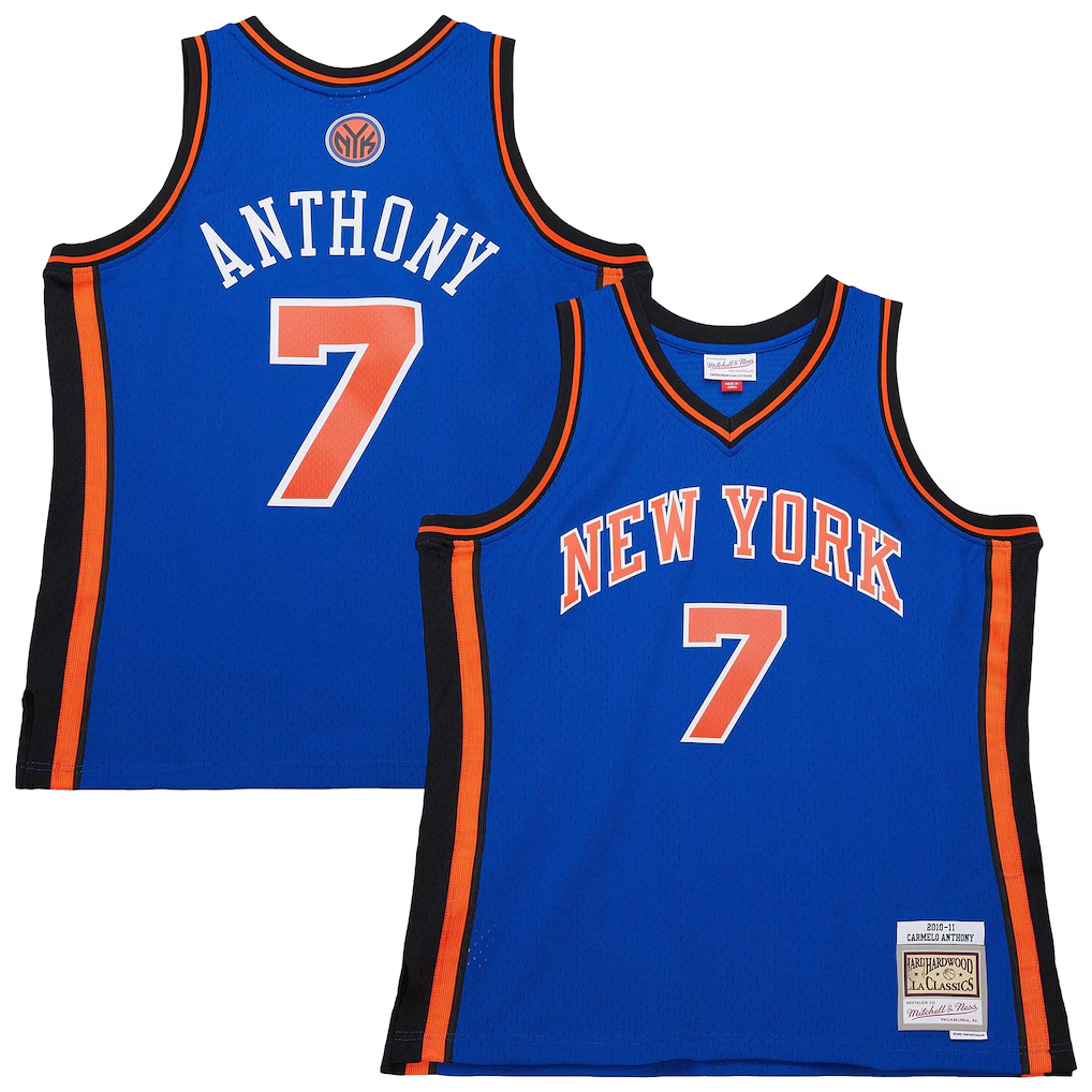 MATTH NY.Knicks #7 Carmelo Anthony Mitchell & Ness Blue 201011 Swingman Jerseys