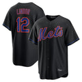 MATTH NY.Mets #12 Francisco Lindor Player Black Alternate Home Game Stitched Jerseys