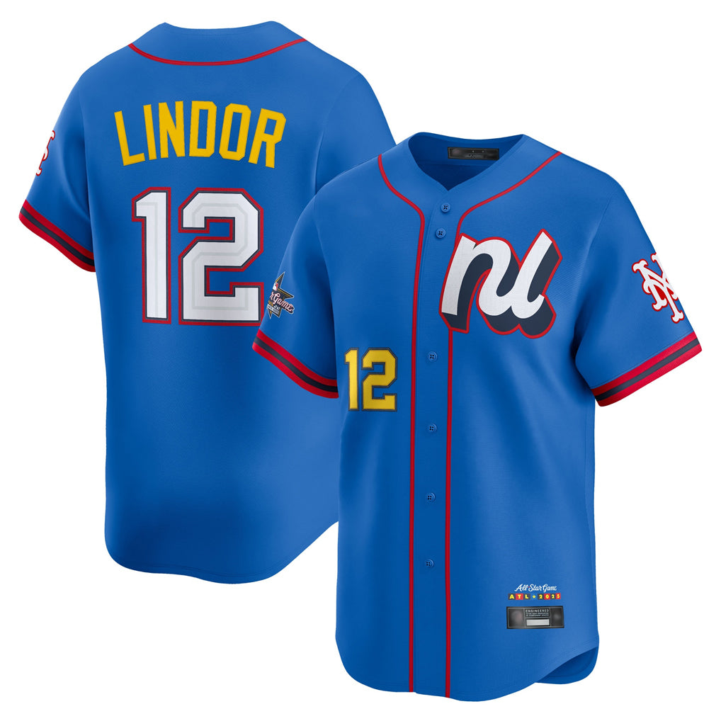 MATTH NY.Mets #12 Francisco Lindor Player Blue All-Star Edition Limited Stitched Jerseys