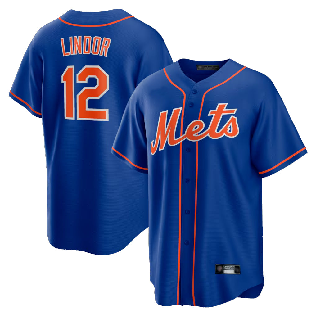 MATTH NY.Mets #12 Francisco Lindor Player Royal Home Game Stitched Jerseys