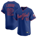 MATTH NY.Mets #12 Francisco Lindor Player Royal T-shirt Home Limited Elite Stitched Jerseys