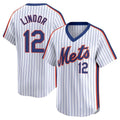 MATTH NY.Mets #12 Francisco Lindor Player White Cooperstown Collection T-shirt Game Stitched Jerseys