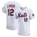 MATTH NY.Mets #12 Francisco Lindor Player White Home Limited Elite Stitched Jerseys