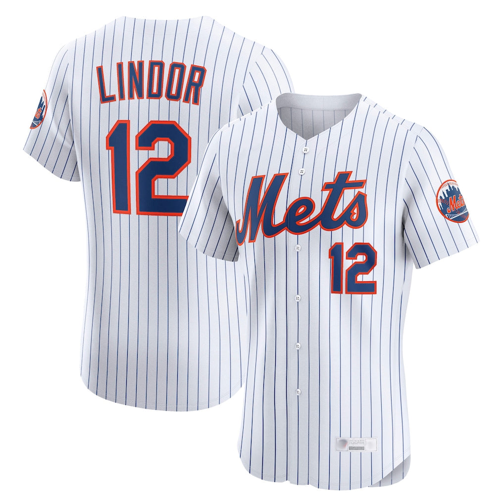MATTH NY.Mets #12 Francisco Lindor Player White Home Limited Elite Stitched Jerseys