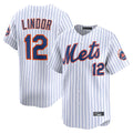 MATTH NY.Mets #12 Francisco Lindor Player White Home Limited Stitched Jerseys
