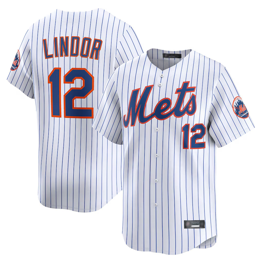 MATTH NY.Mets #12 Francisco Lindor Player White Home Limited Stitched Jerseys