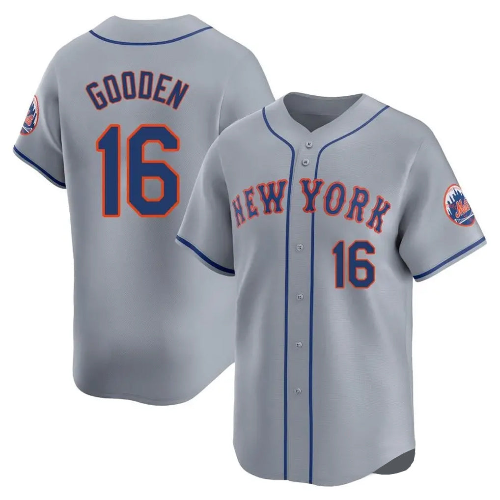 MATTH NY.Mets #16 Dwight Gooden Player Gray Road Limited Home Stitched Jerseys