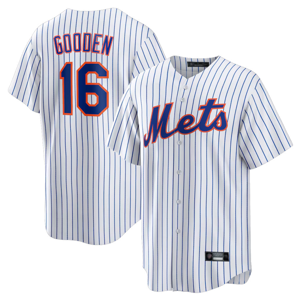 MATTH NY.Mets #16 Dwight Gooden Player White Home Replica Stitched Jerseys