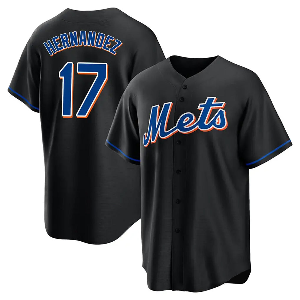 MATTH NY.Mets #17 Keith Hernandez Player Black Replica Home Game Stitched Jerseys