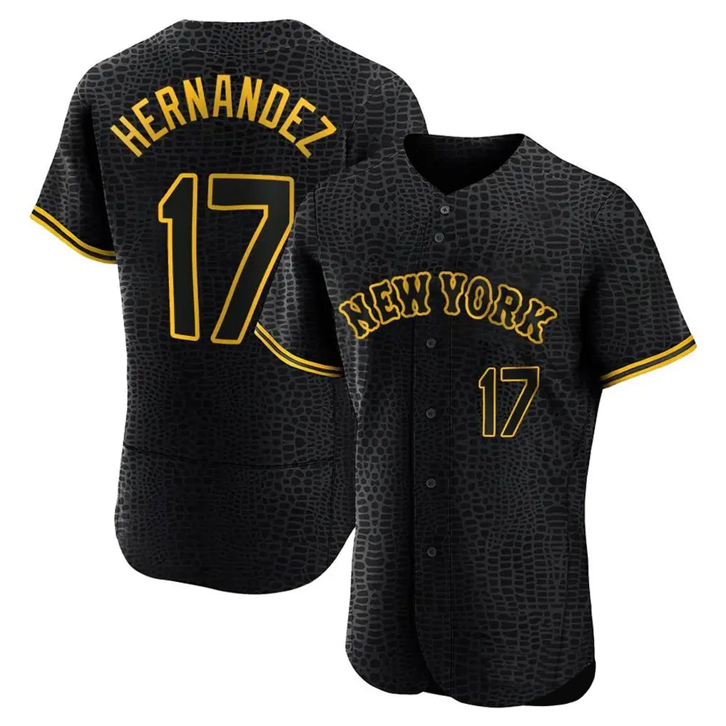 MATTH NY.Mets #17 Keith Hernandez Player Black Snake Skin City Home Limited Elite Stitched Jerseys