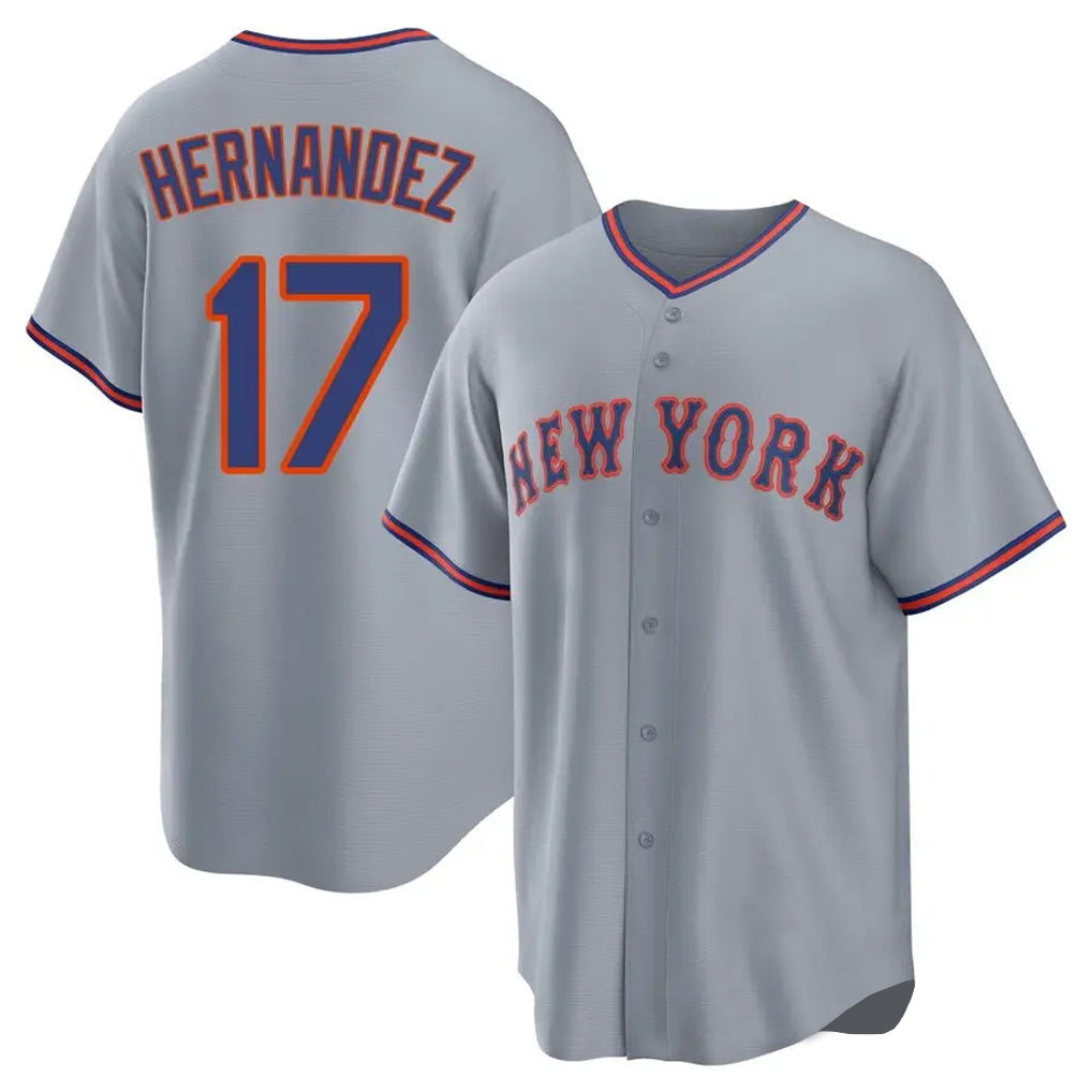 MATTH NY.Mets #17 Keith Hernandez Player Gray Road Home Game Stitched Jerseys