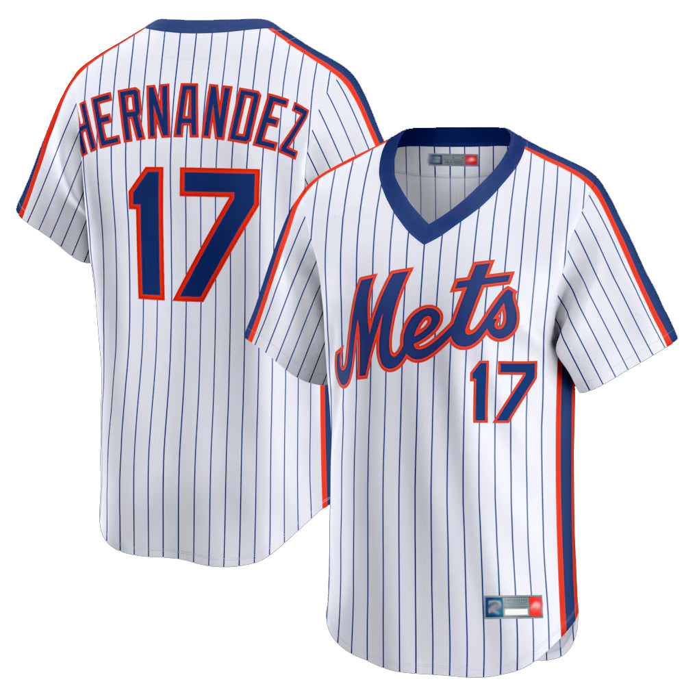 MATTH NY.Mets #17 Keith Hernandez Player White Cooperstown Collection T-shirt Game Stitched Jerseys