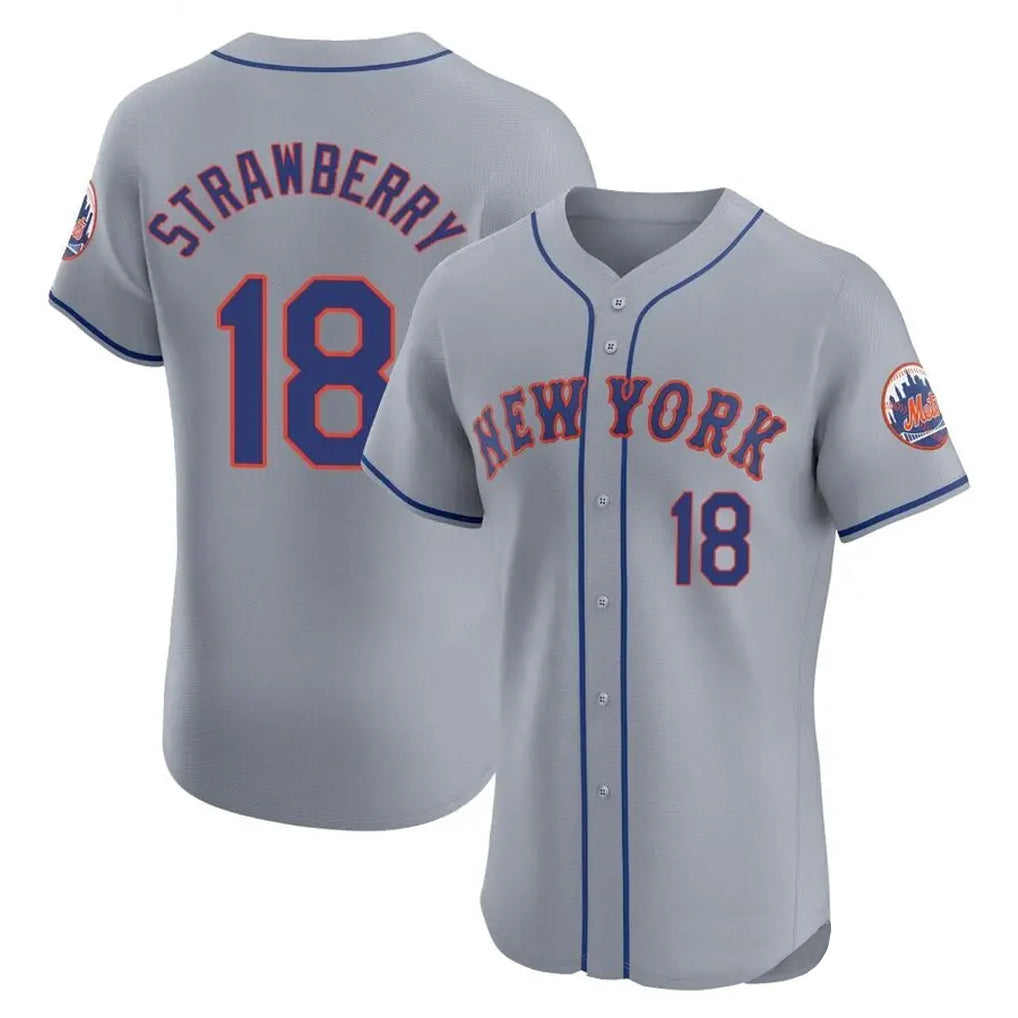 MATTH NY.Mets #18 Darryl Strawberry Player Gray Road Limited Elite Home Stitched Jerseys