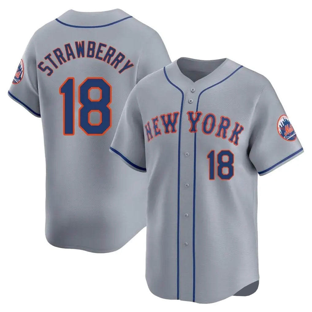MATTH NY.Mets #18 Darryl Strawberry Player Gray Road Limited Home Stitched Jerseys
