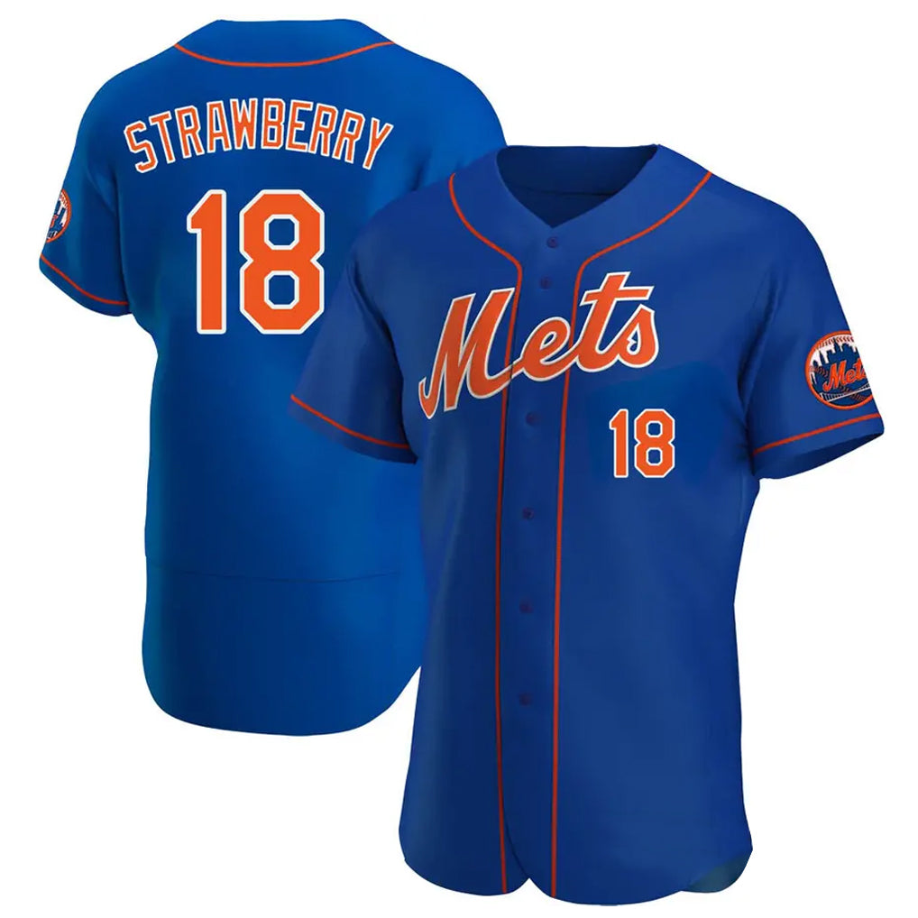 MATTH NY.Mets #18 Darryl Strawberry Player Royal Limited Elite Home Stitched Jerseys