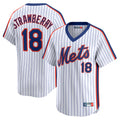 MATTH NY.Mets #18 Darryl Strawberry Player White Cooperstown Collection T-shirt Game Stitched Jerseys