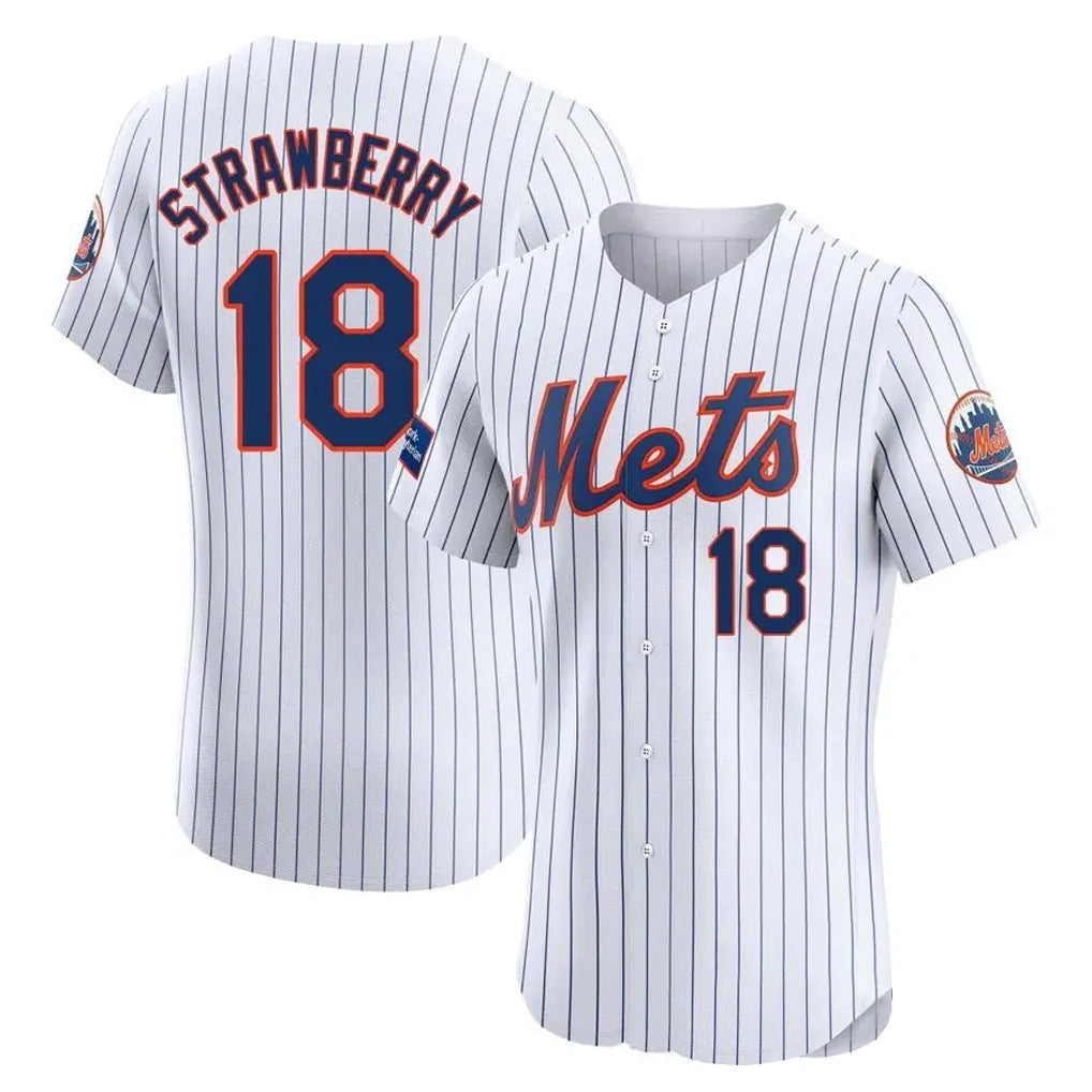 MATTH NY.Mets #18 Darryl Strawberry Player White Home Limited Elite Stitched Jerseys