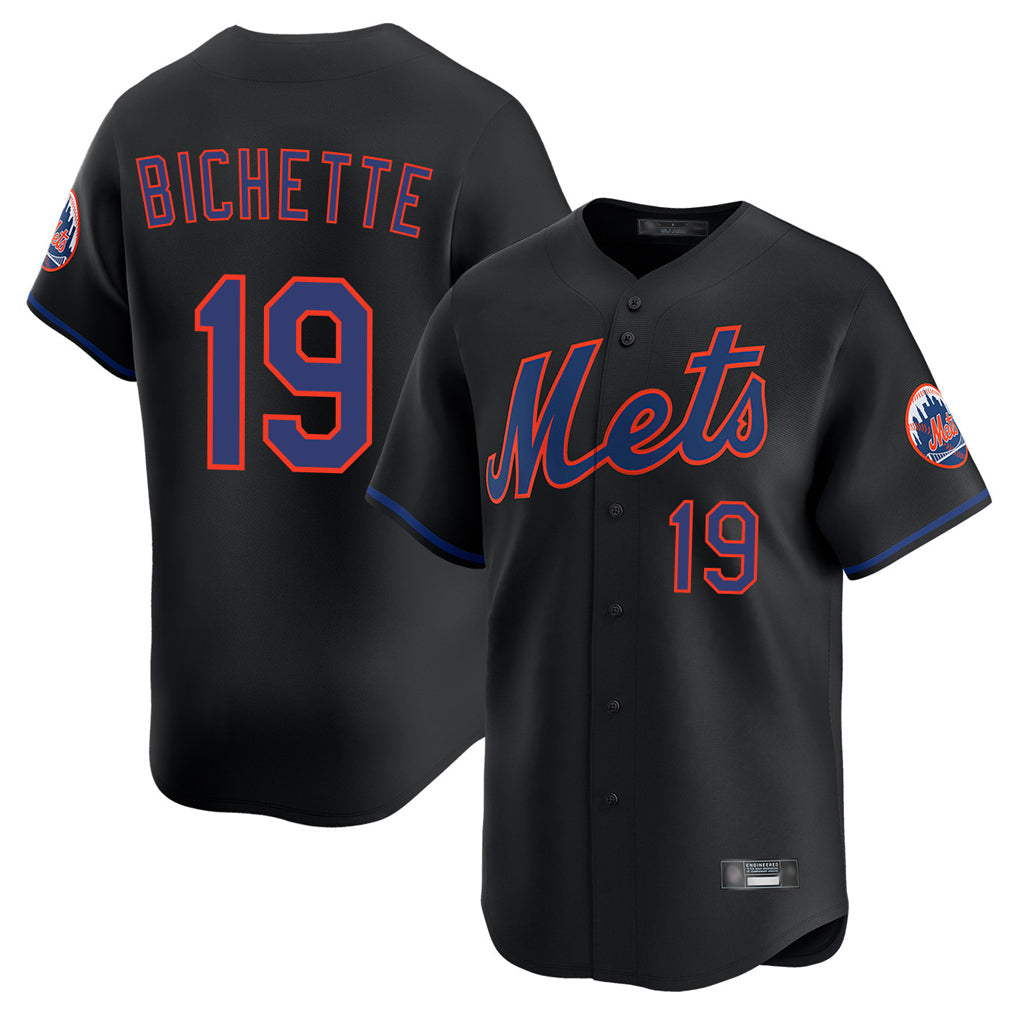 MATTH NY.Mets #19 Bo Bichette Player Black Alternate Home Limited Stitched Jerseys