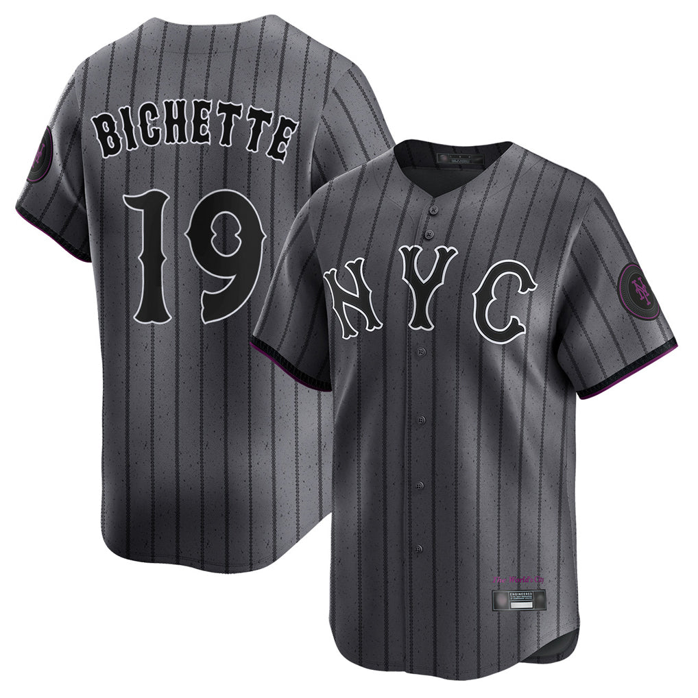 MATTH NY.Mets #19 Bo Bichette Player Gray City Connect Limited Stitched Jerseys