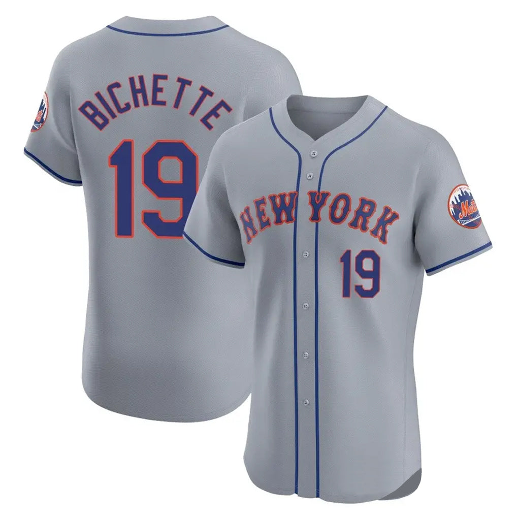 MATTH NY.Mets #19 Bo Bichette Player Gray Road Limited Elite Home Stitched Jerseys