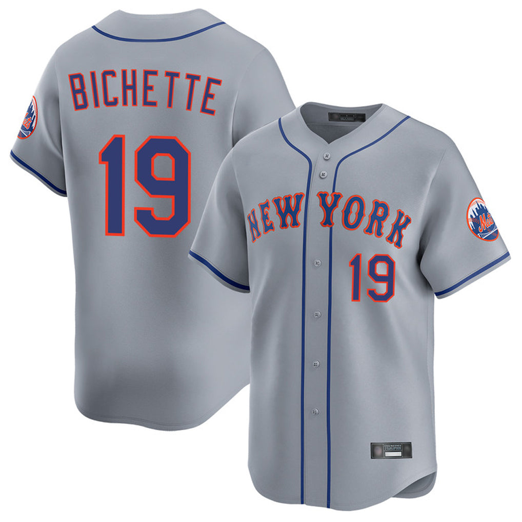 MATTH NY.Mets #19 Bo Bichette Player Gray Road Limited Home Stitched Jerseys