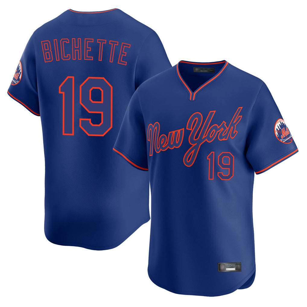 MATTH NY.Mets #19 Bo Bichette Player Royal T-shirt Home Limited Elite Stitched Jerseys