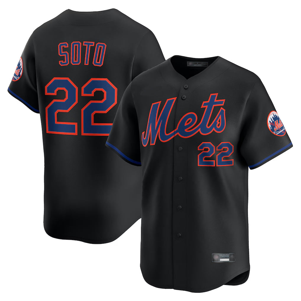MATTH NY.Mets #22 Juan Soto Player Black Alternate Home Limited Stitched Jerseys