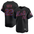 MATTH NY.Mets #22 Juan Soto Player Black Alternate Home Limited Stitched Jerseys