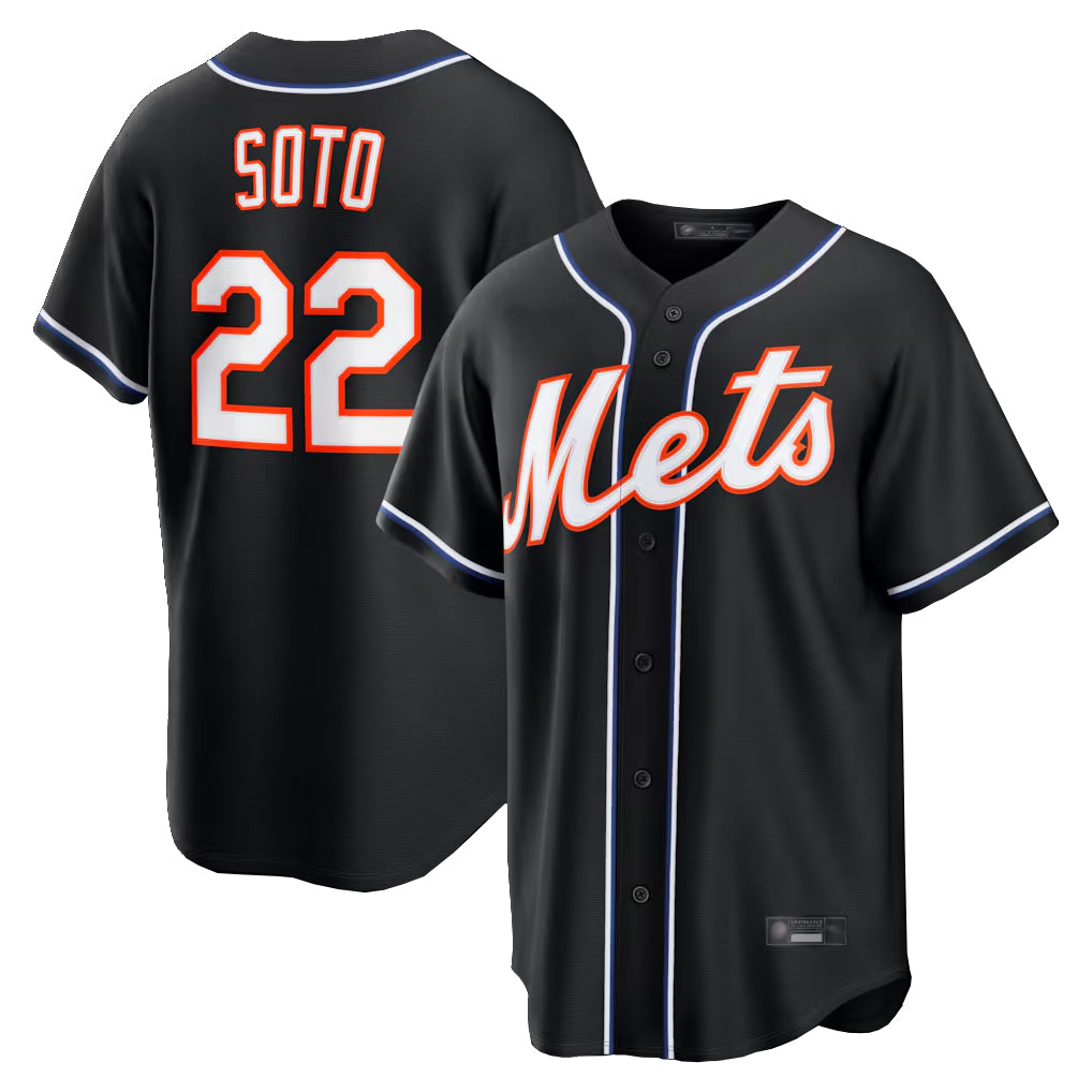 MATTH NY.Mets #22 Juan Soto Player Black Fashion Out Game Stitched Jerseys