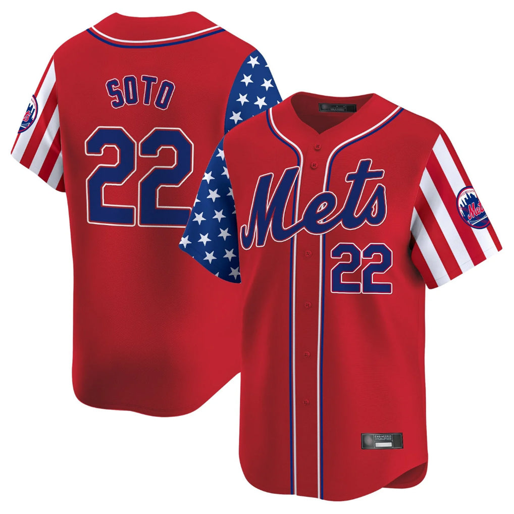 MATTH NY.Mets #22 Juan Soto Player Red 2025 Independence Day Vapor Premier Limited  Stitched Jerseys