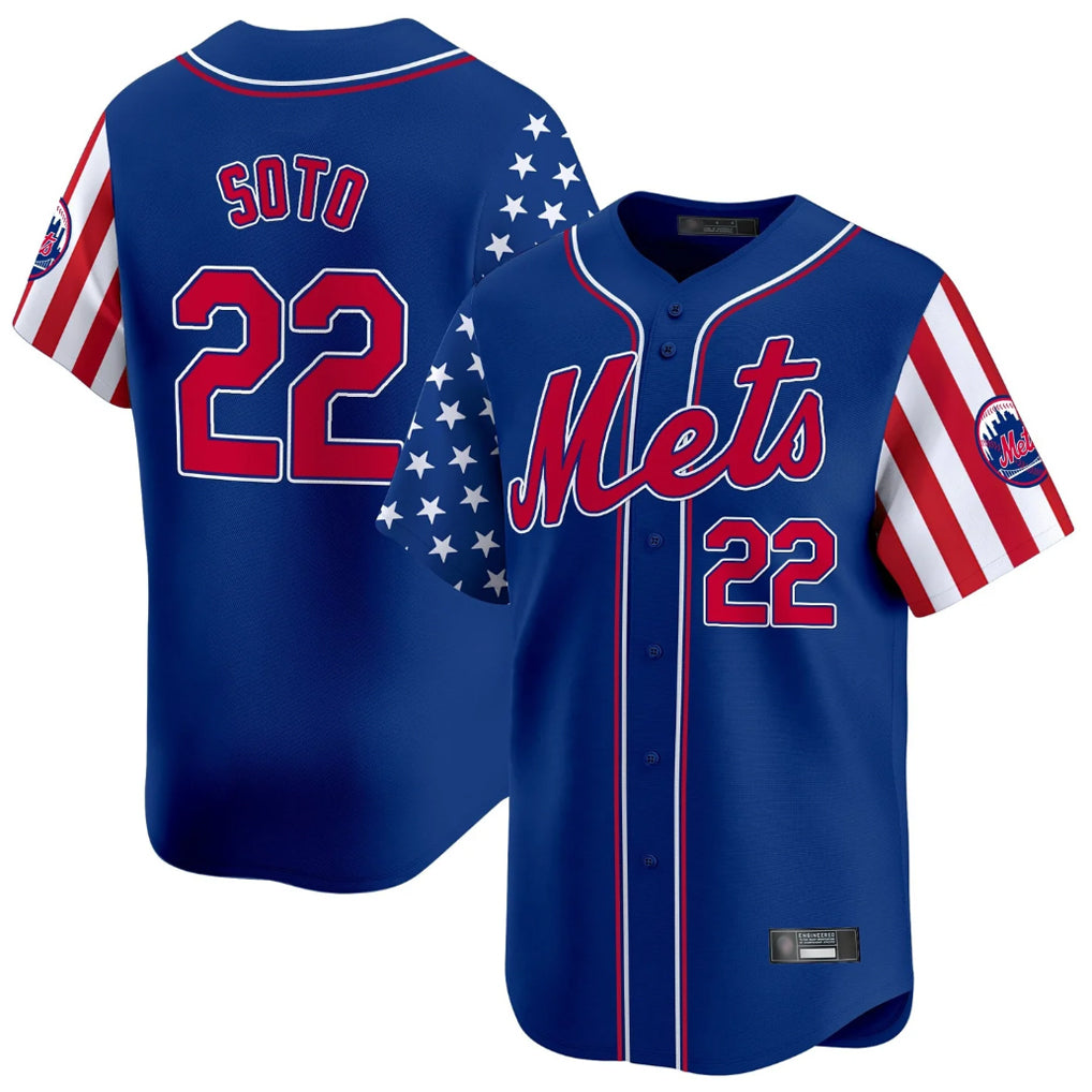 MATTH NY.Mets #22 Juan Soto Player Royal 2025 Independence Day Vapor Premier Limited  Stitched Jerseys