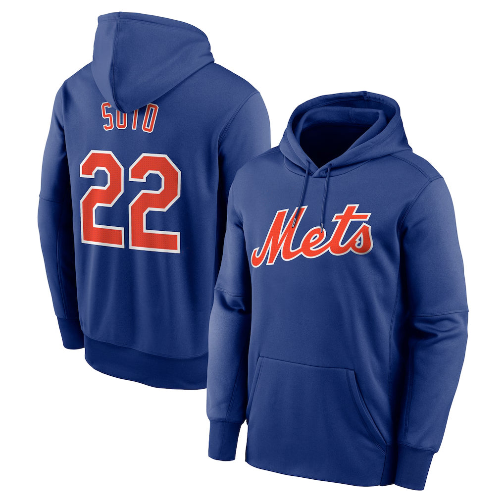 MATTH NY.Mets #22 Juan Soto Player Royal Club Pullover Hoodie Game Stitched Jerseys