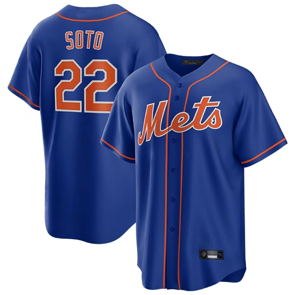 MATTH NY.Mets #22 Juan Soto Player Royal Home Game Stitched Jerseys