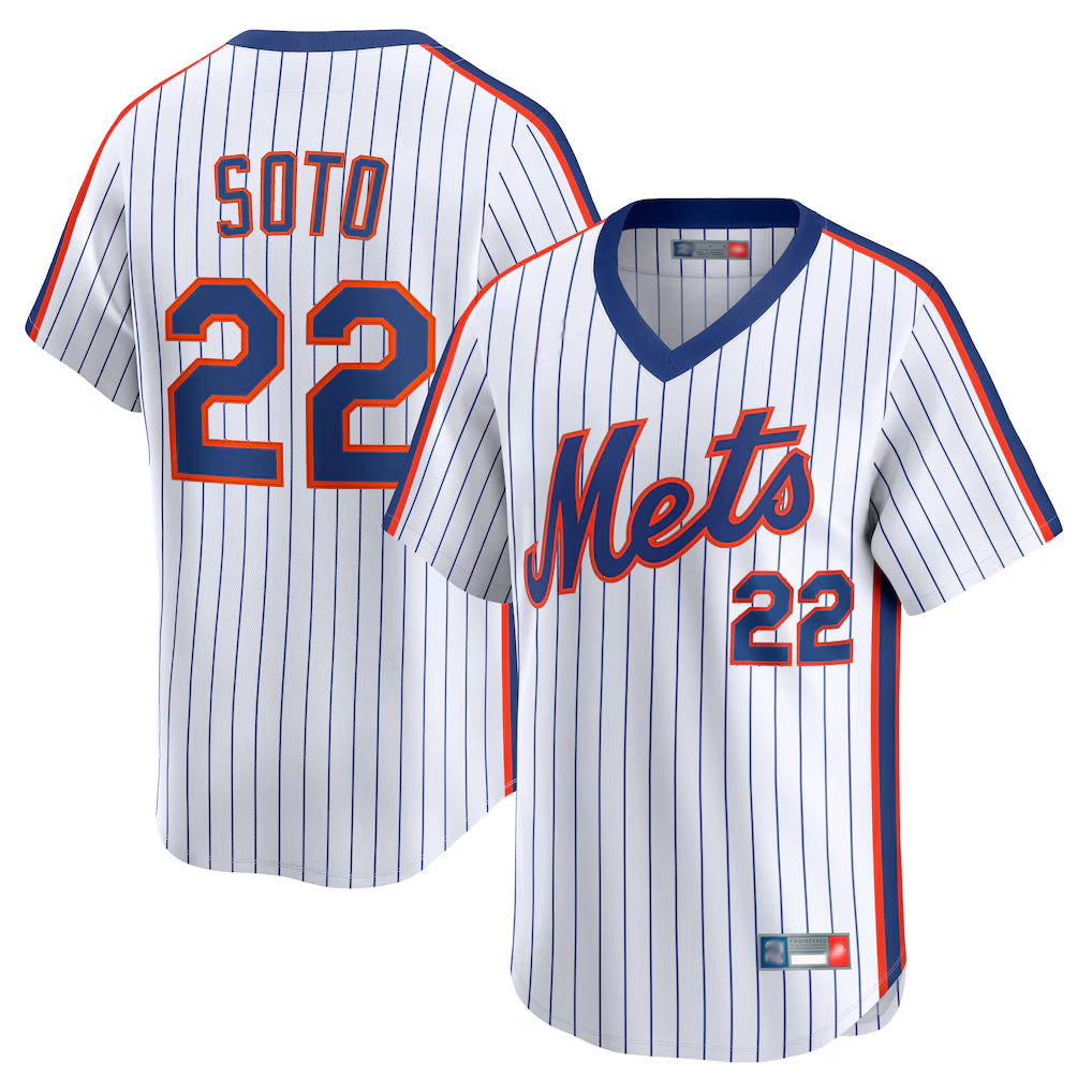 MATTH NY.Mets #22 Juan Soto Player White Cooperstown Collection T-shirt Game Stitched Jerseys