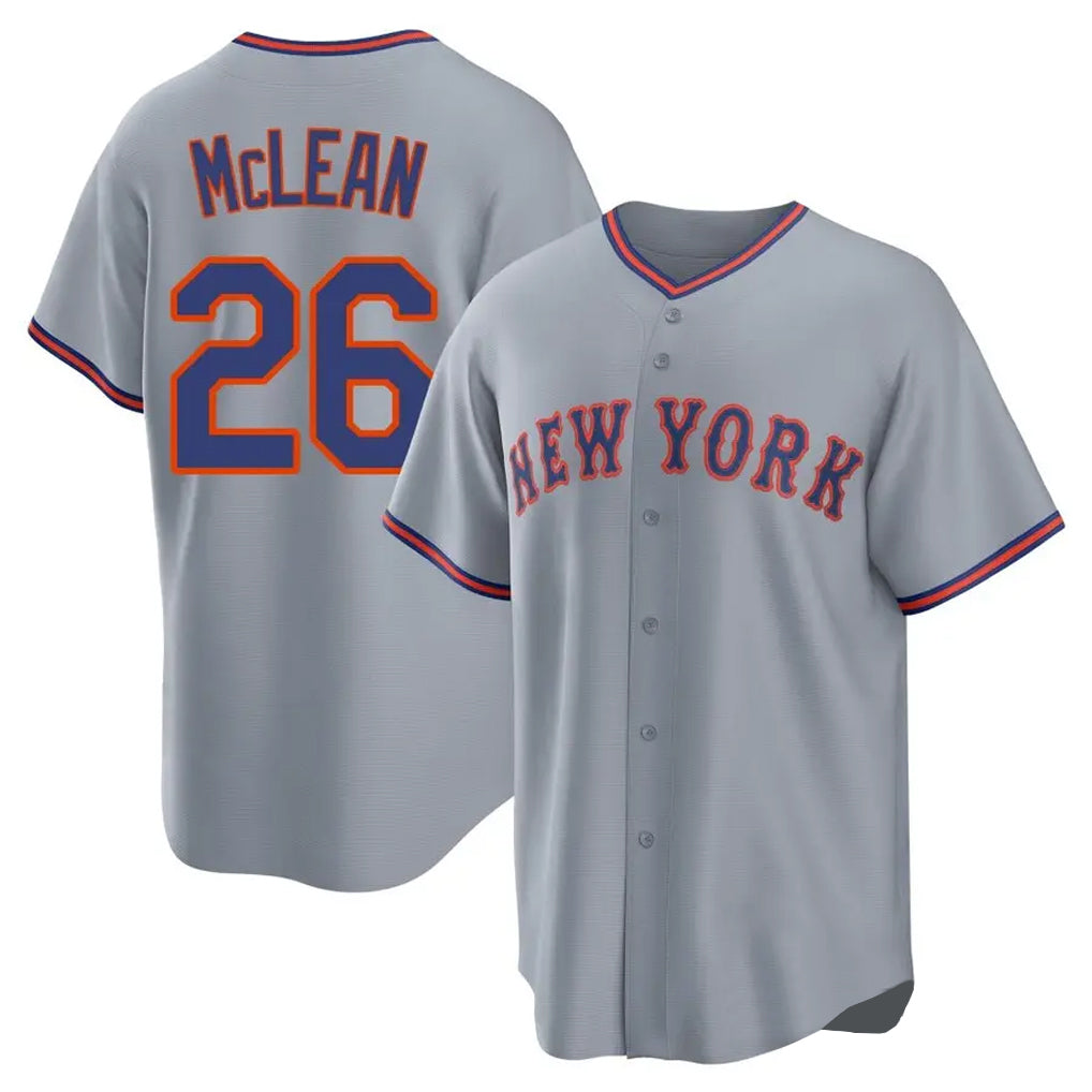 MATTH NY.Mets #26 Nolan McLean Player Gray Road Home Game Stitched Jerseys