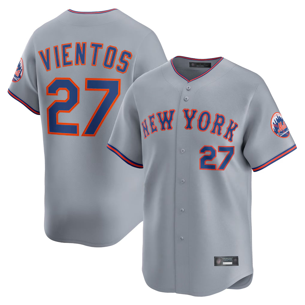 MATTH NY.Mets #27 Mark Vientos Player Gray Road Limited Home Stitched Jerseys