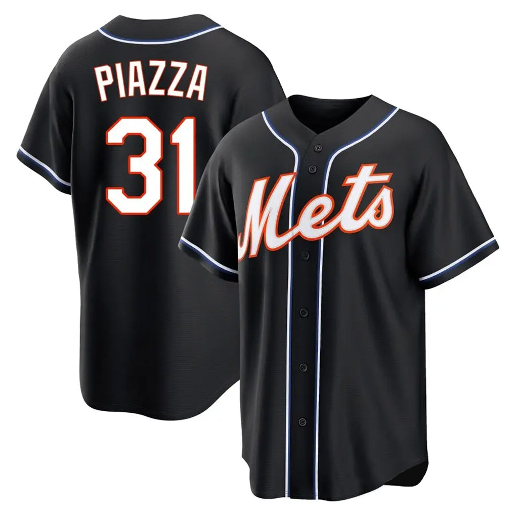 MATTH NY.Mets #31 Mike Piazza Player Black Fashion Out Game Stitched Jerseys