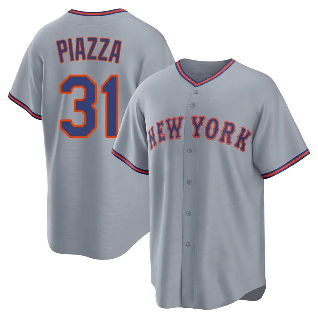 MATTH NY.Mets #31 Mike Piazza Player Gray Road Home Game Stitched Jerseys