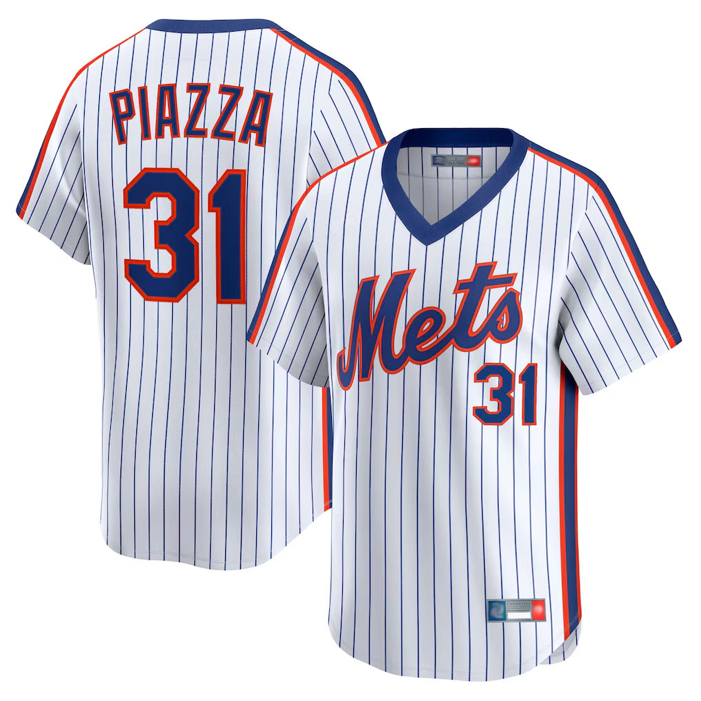 MATTH NY.Mets #31 Mike Piazza Player White Cooperstown Collection T-shirt Game Stitched Jerseys