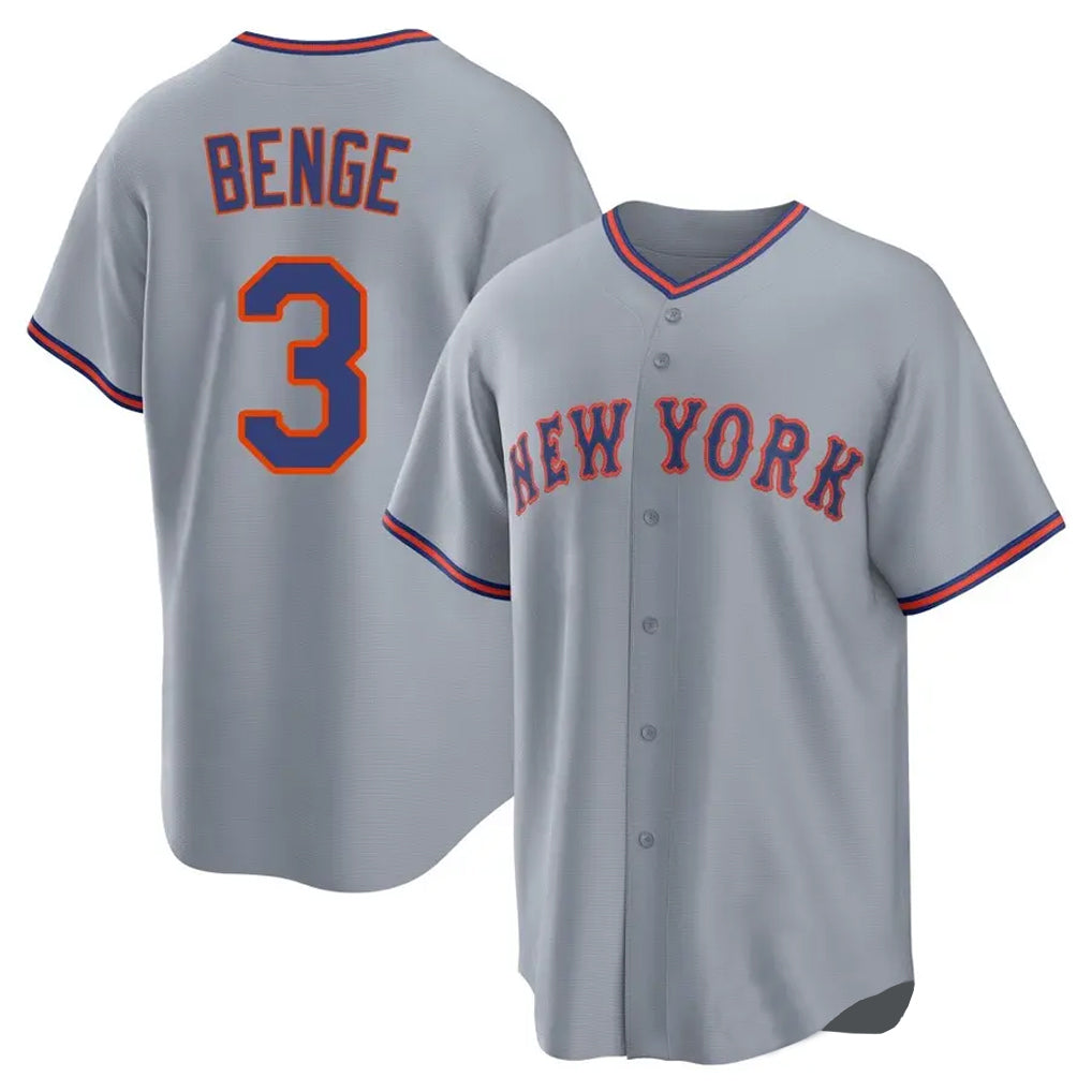 MATTH NY.Mets #3 Carson Benge Player Gray Road Home Game Stitched Jerseys