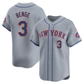 MATTH NY.Mets #3 Carson Benge Player Gray Road Limited Home Stitched Jerseys