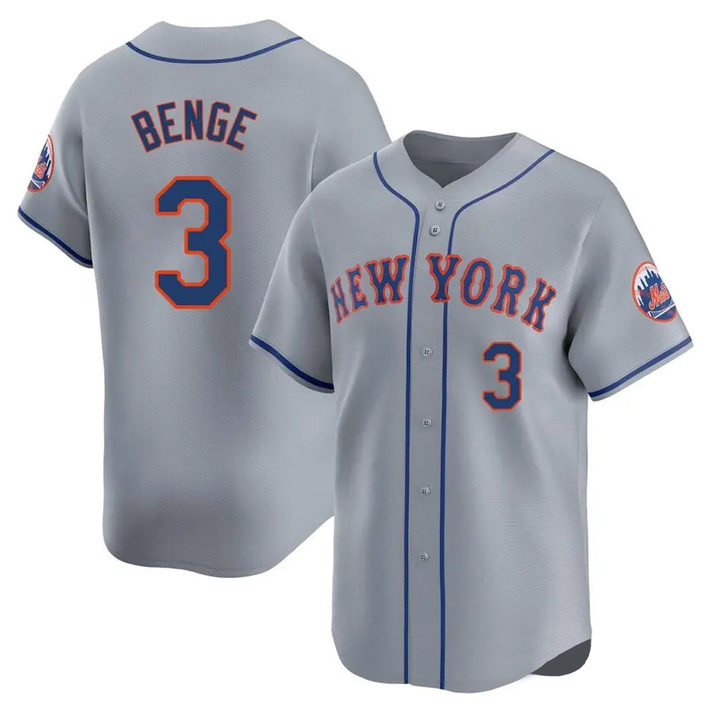 MATTH NY.Mets #3 Carson Benge Player Gray Road Limited Home Stitched Jerseys